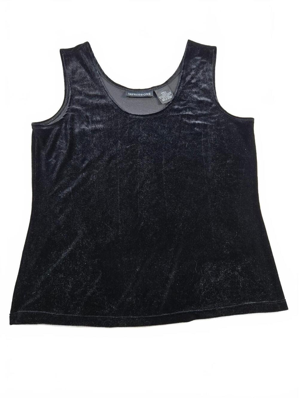 Vintage Black Velvet Tank Top Small 90s Whimsigoth Minimalist Gothic Romantic